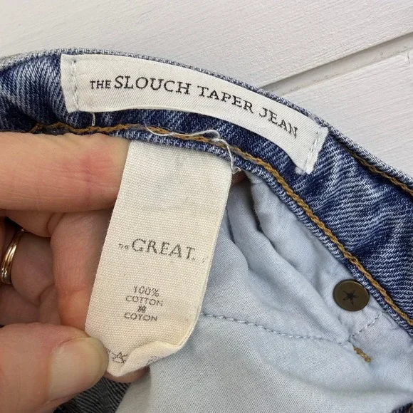 THE GREAT. The Slouch Taper Jean Raw Hem WOMEN 26 Made in USA CANOPY 100% COTTON - Picture 10 of 13